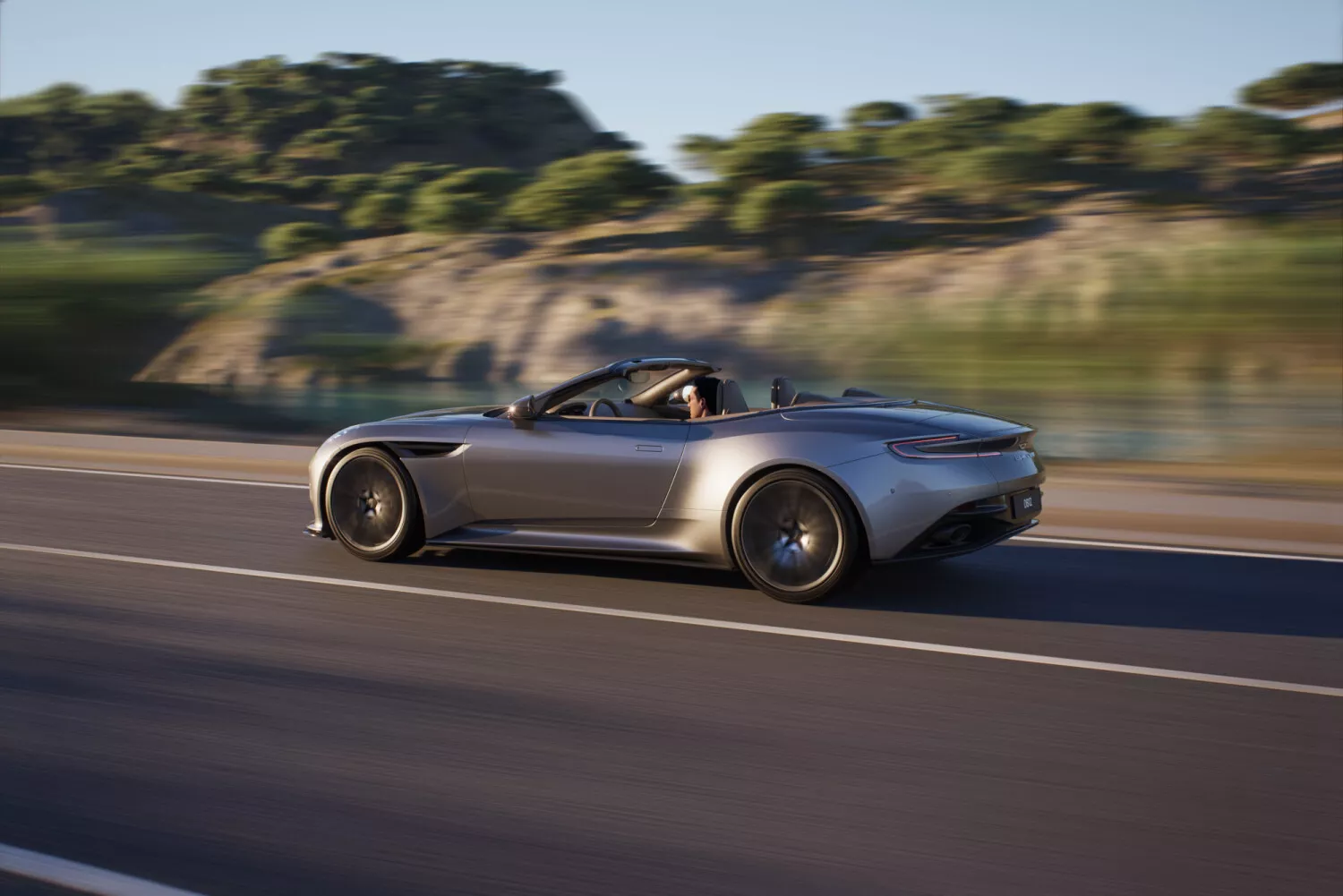 DB12 Volante side profile in motion.