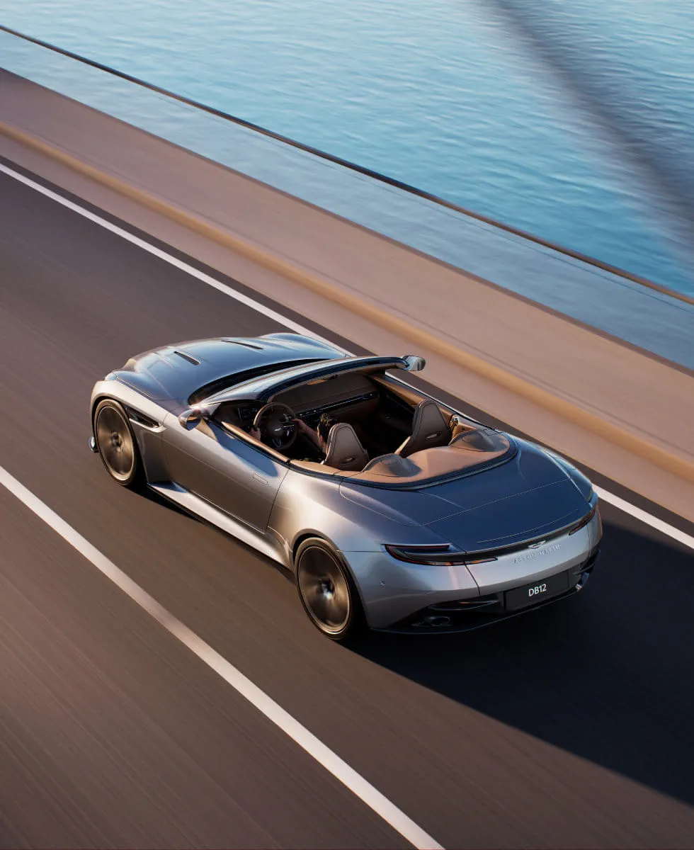 DB12 Volante K-fold roof and open-cabin profile.